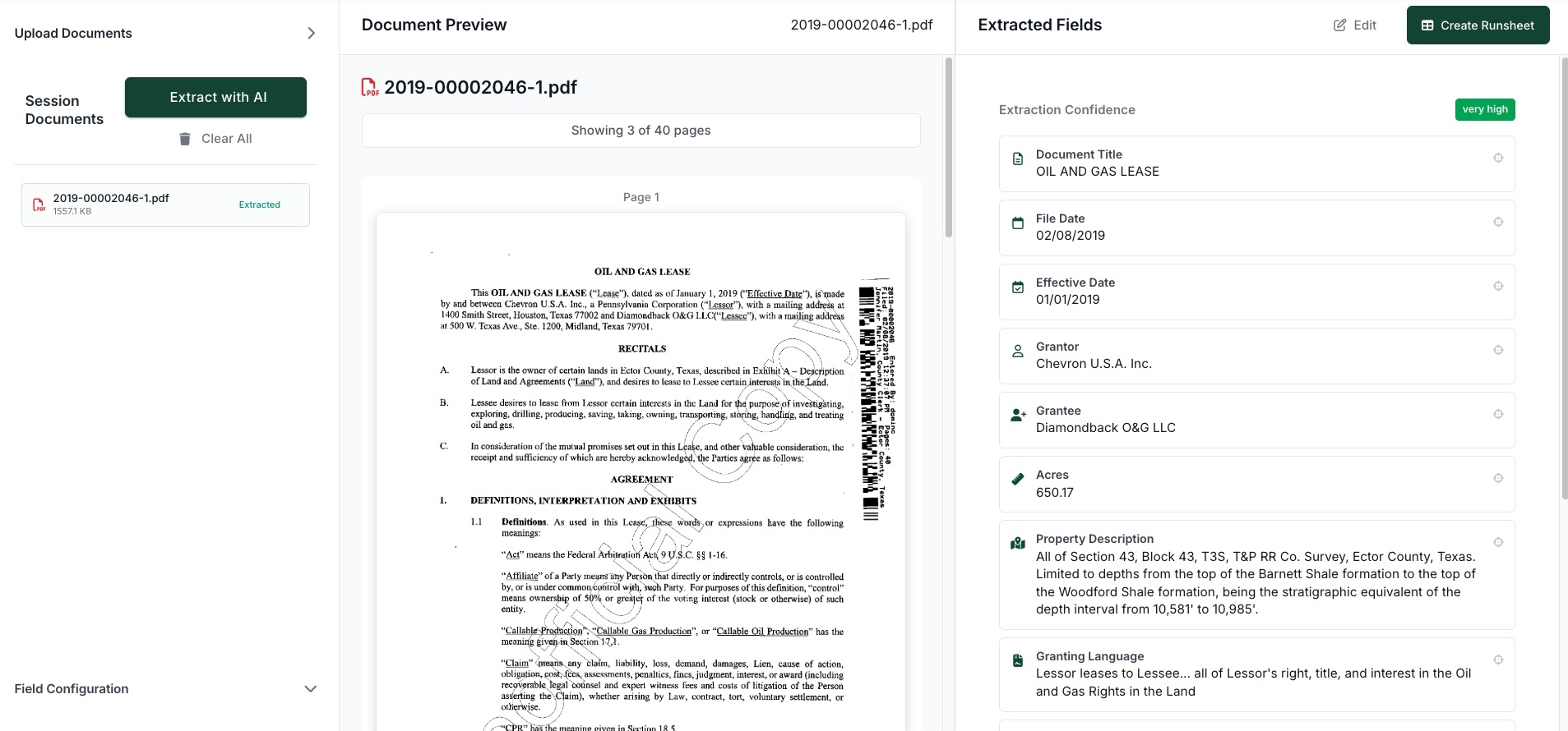 Document and Runsheet Processing - AI Data Extraction